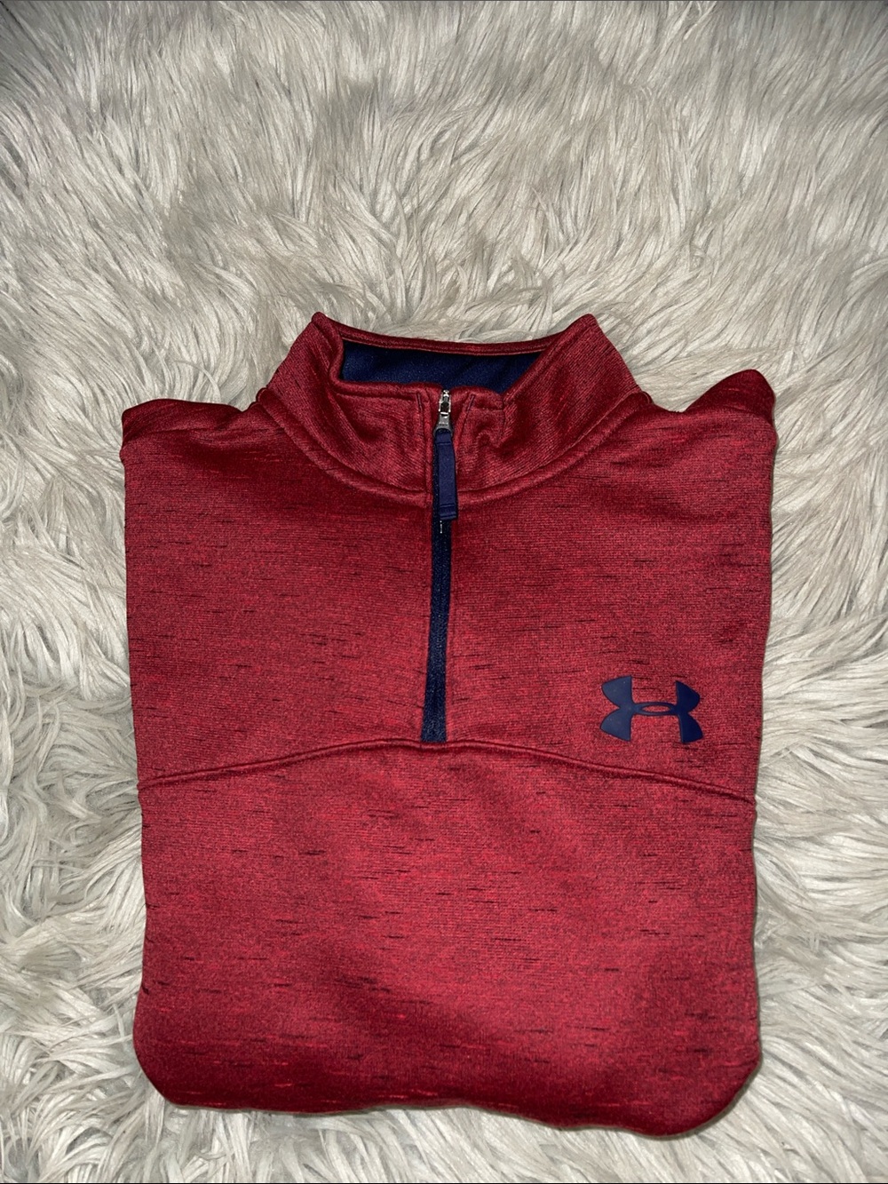 Under Armour Women's Maroon Half-Zip Performance Pullover with Navy Logo